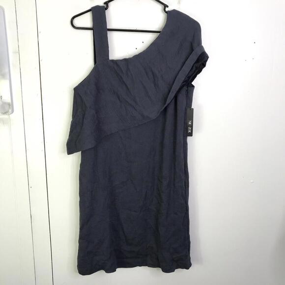 Nic Zoe Dress Womens 12 Escape Ink Asymmetrical One Shoulder Shift New Cocktail - Picture 1 of 9